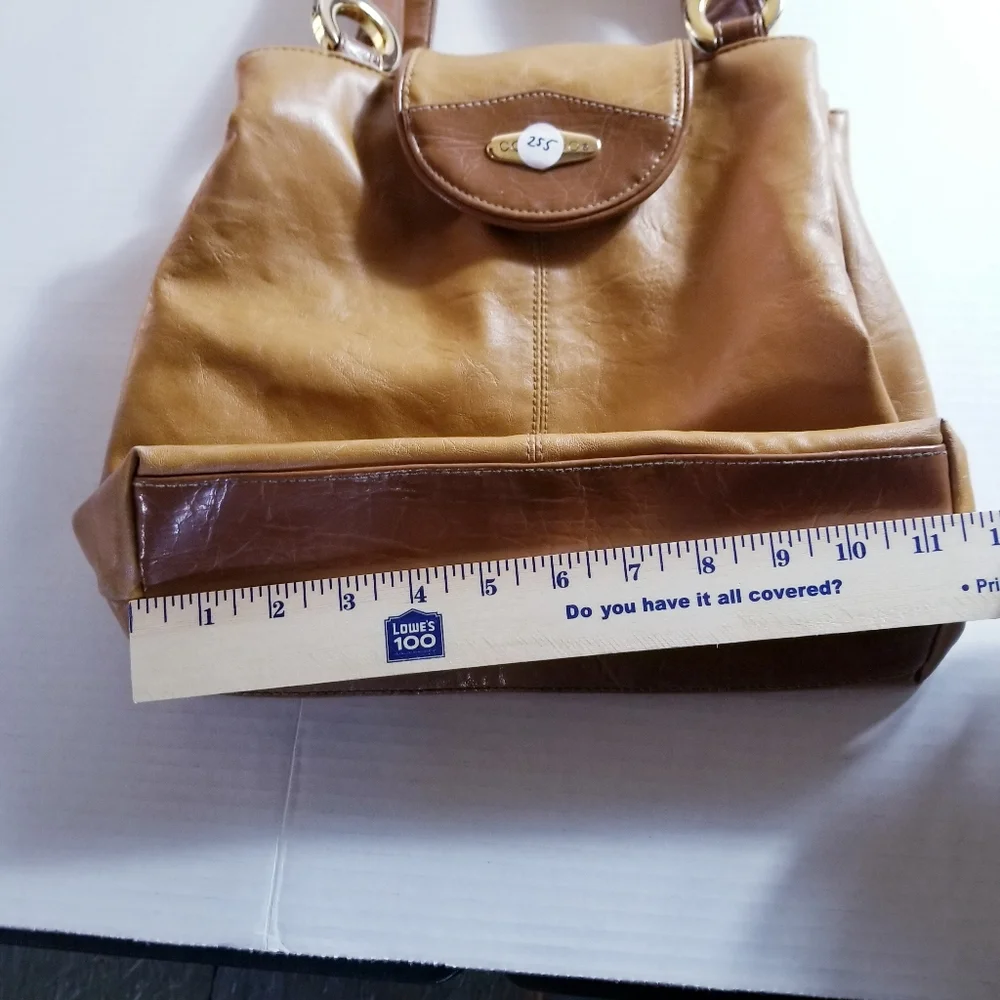 CAPEZIO MUSTARD GOLD COLOR WITH BROWN THREE MAIN COMPARTMENTS SNAP CLOSURE